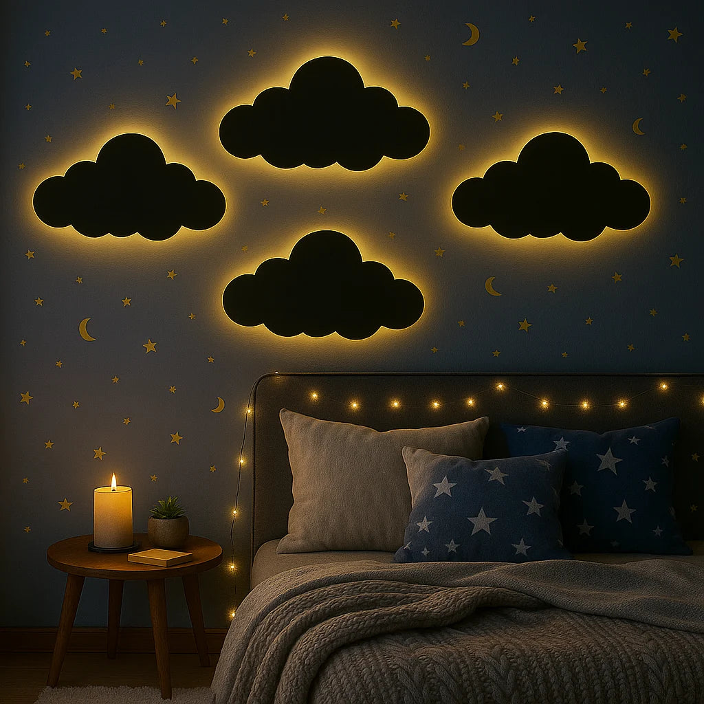 3D Cloud Wall Lamp – Modern Ambient Bedroom Night Light | Plug & Play, No Wires