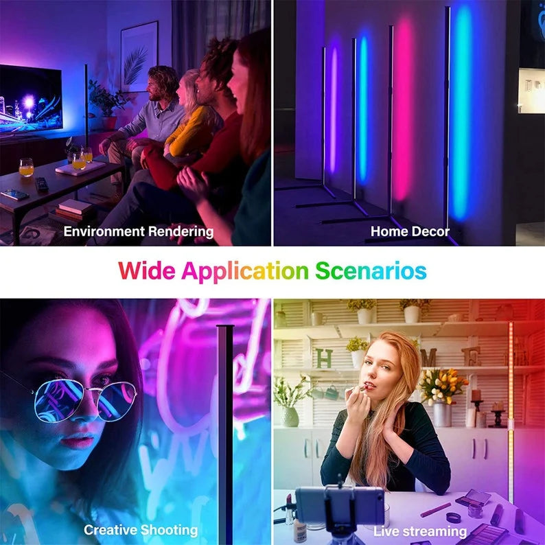 Floor Standing Multi Color Corner Neon Lamp with RGB Remote controller