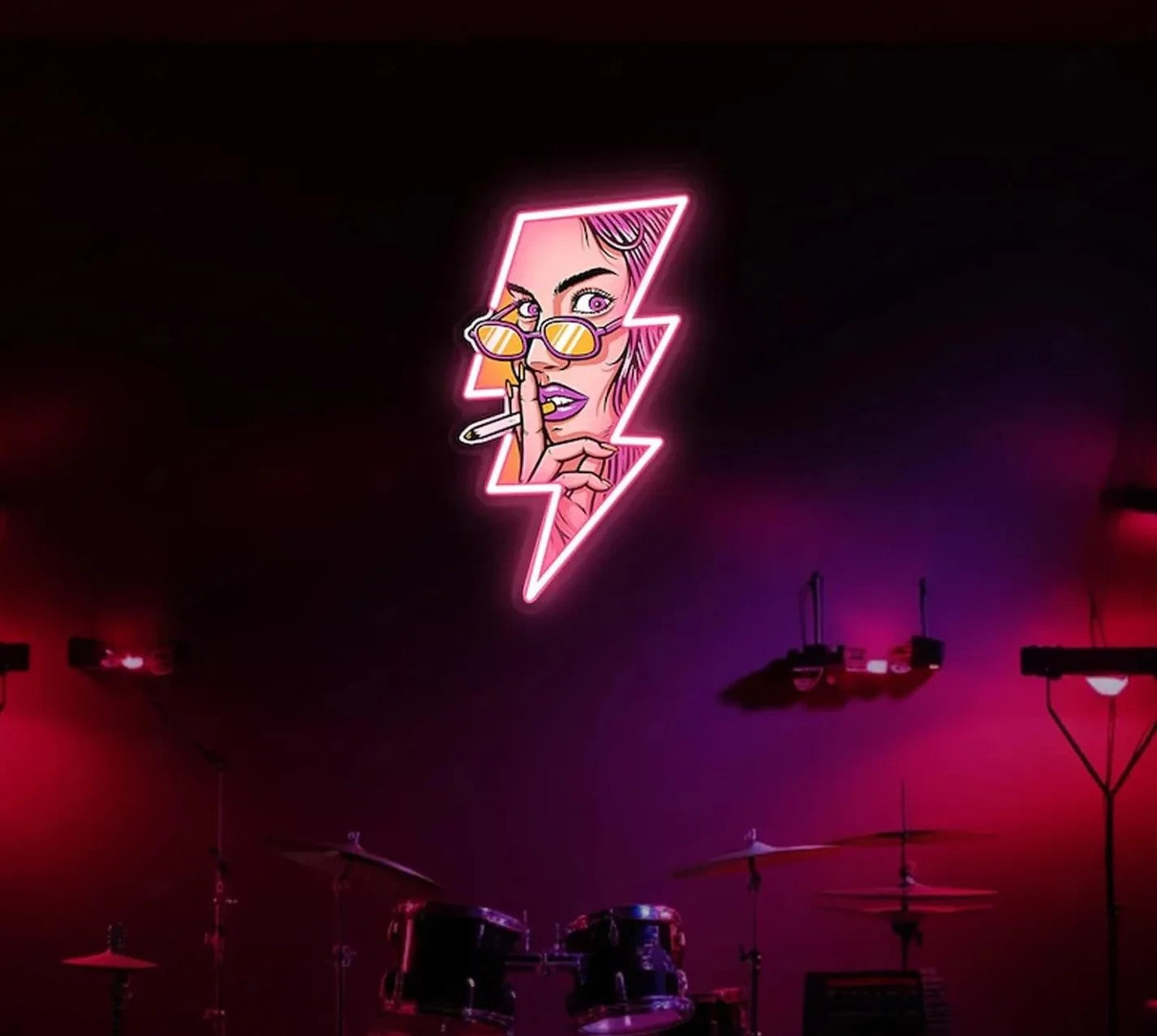 Women Face GTA Style In Lightning UV Neon Sign ⚡ – Bold, Electrifying Decor!