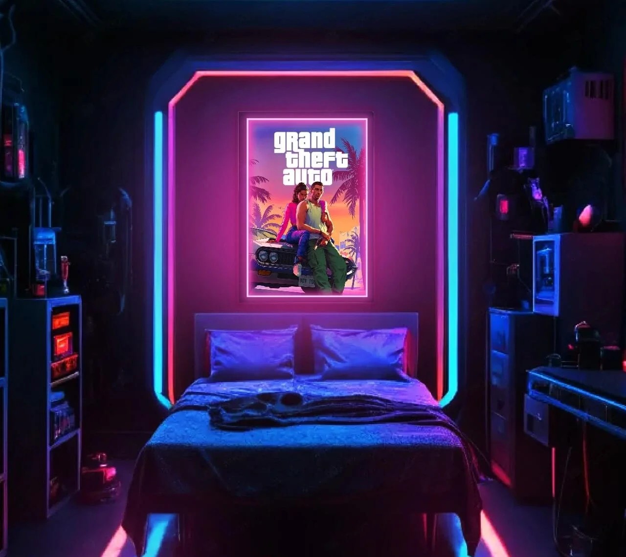 Grand Theft Auto VI UV LED Neon Sign - GTA 6 Wall Decor